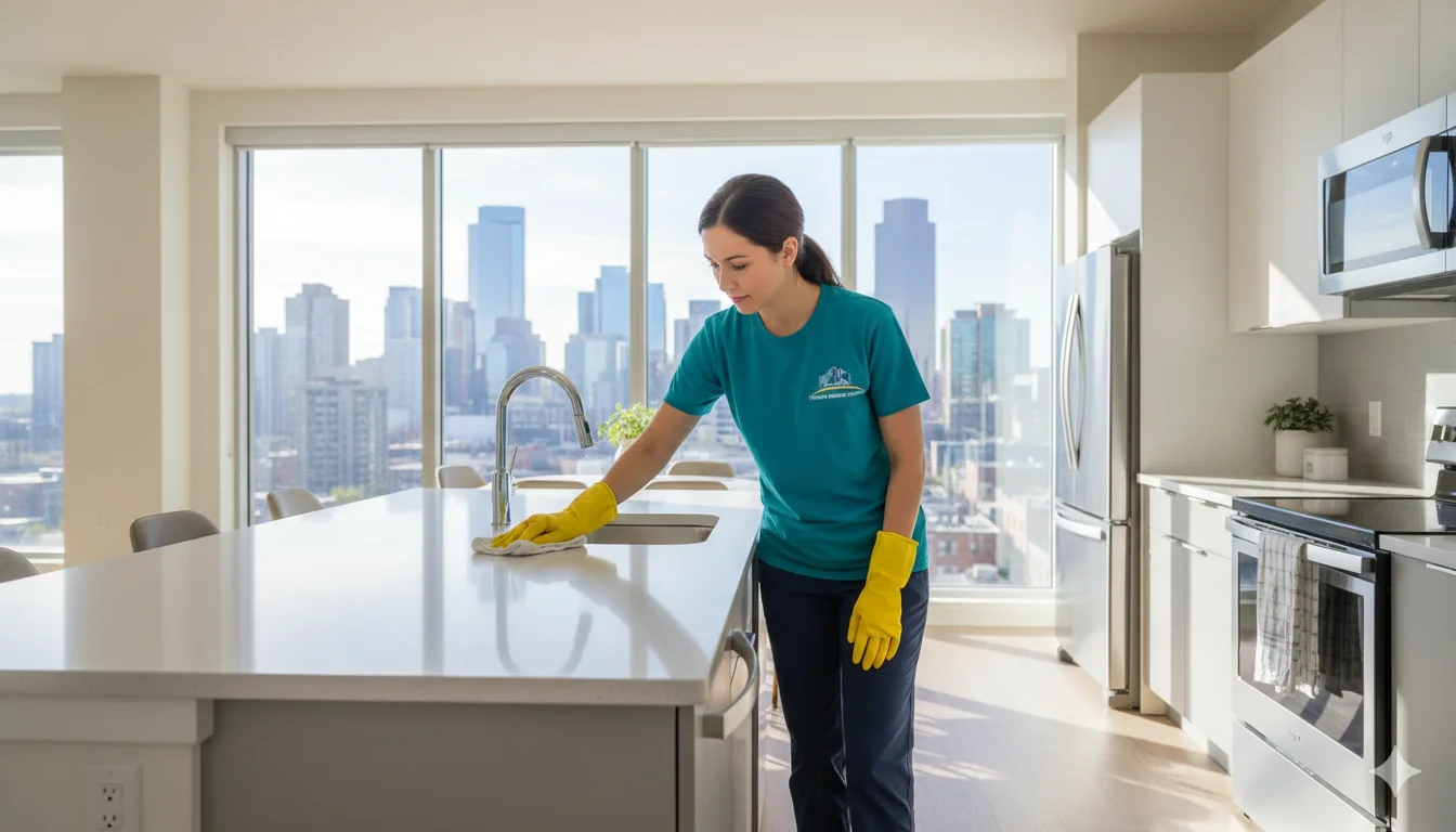 Professional apartment cleaning service in a modern Denver Colorado apartment