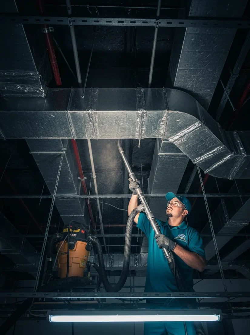Commercial HVAC and air duct cleaning service for Denver Colorado office buildings