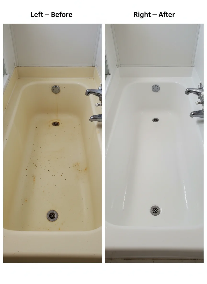 Before and after bathtub resurfacing results in Denver metro area home